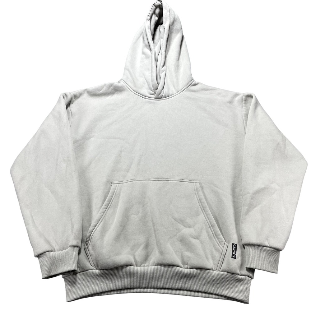 Comfrt Hoodie Mens Medium Gray Fleece Pullover Sweatshirt Kangaroo Pocket